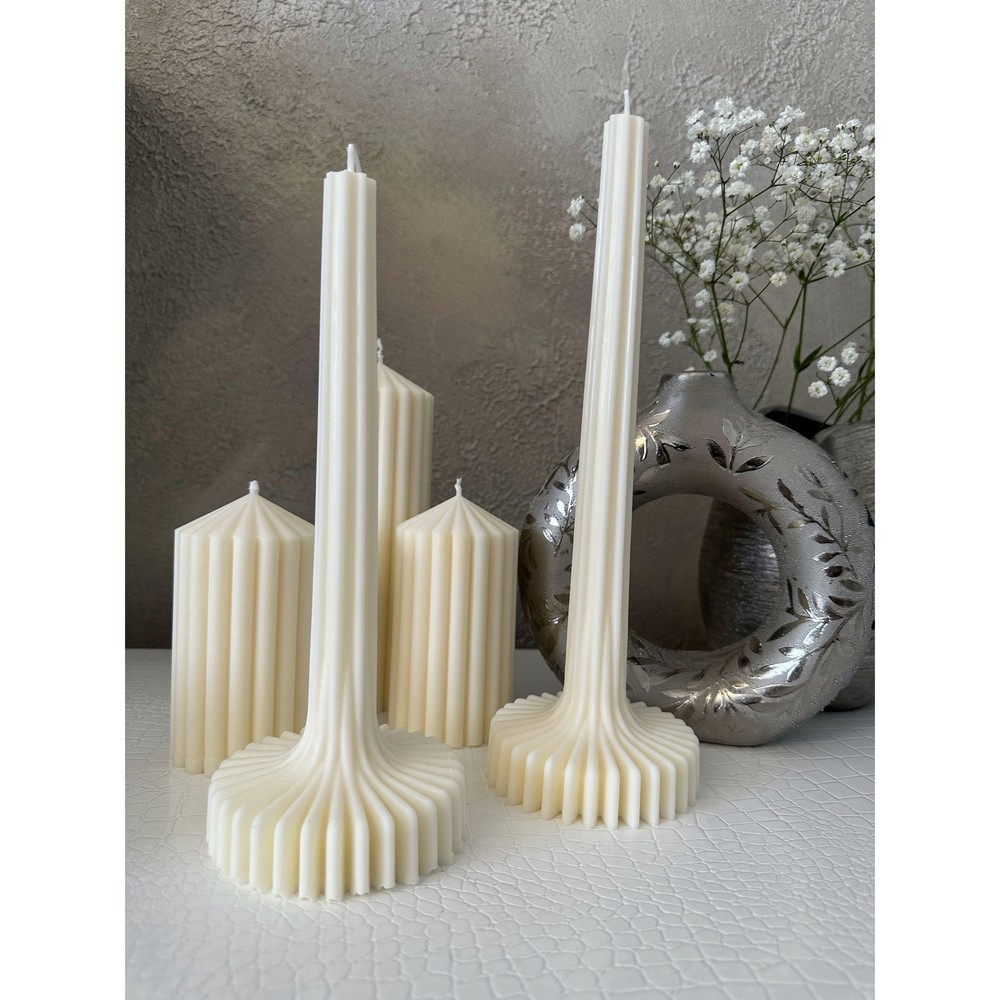 Large Stripe Column Candle Custom Scents&Colors Pillar Shaped Sculptural Soy Wax